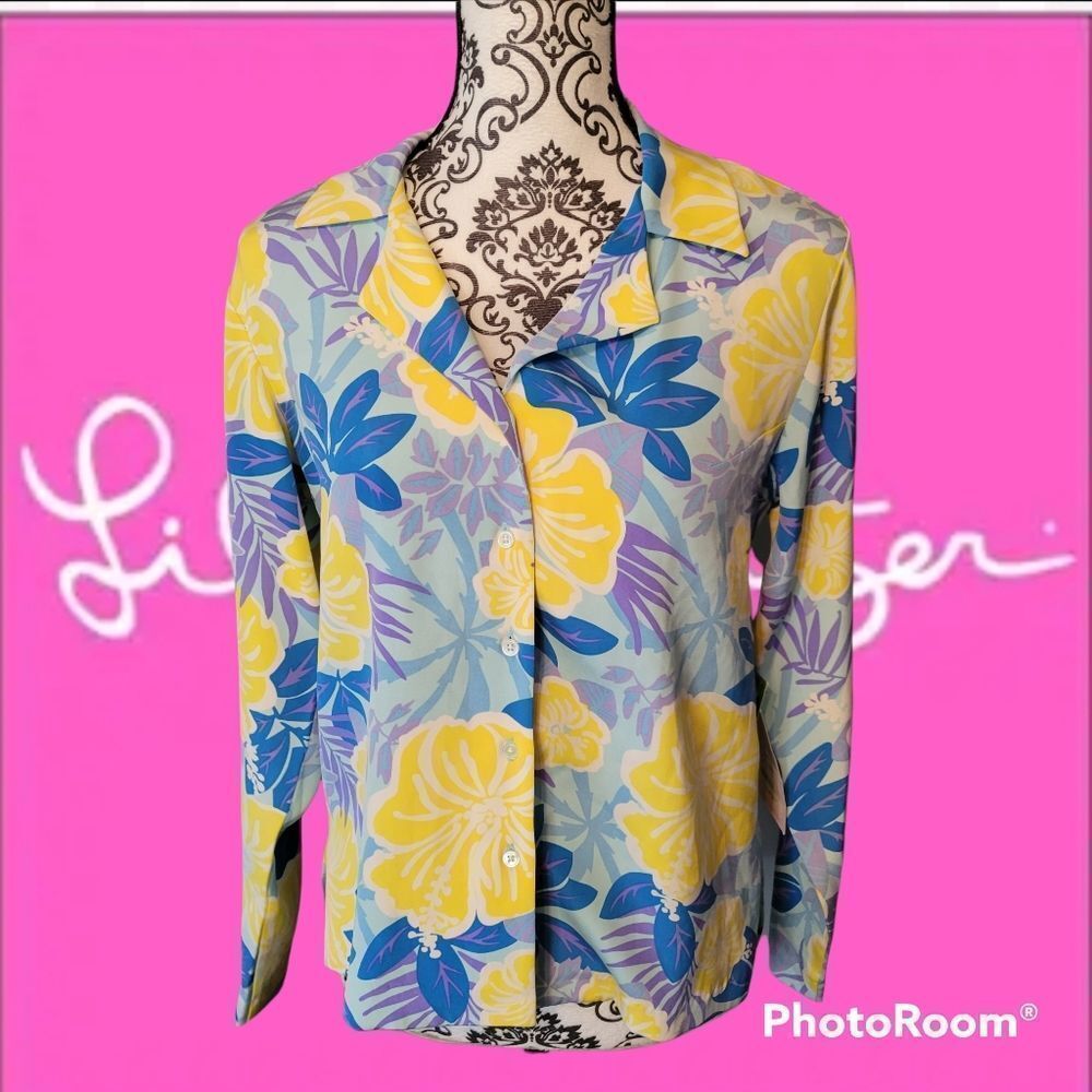 Lilly pulitzer poppy silk blouse